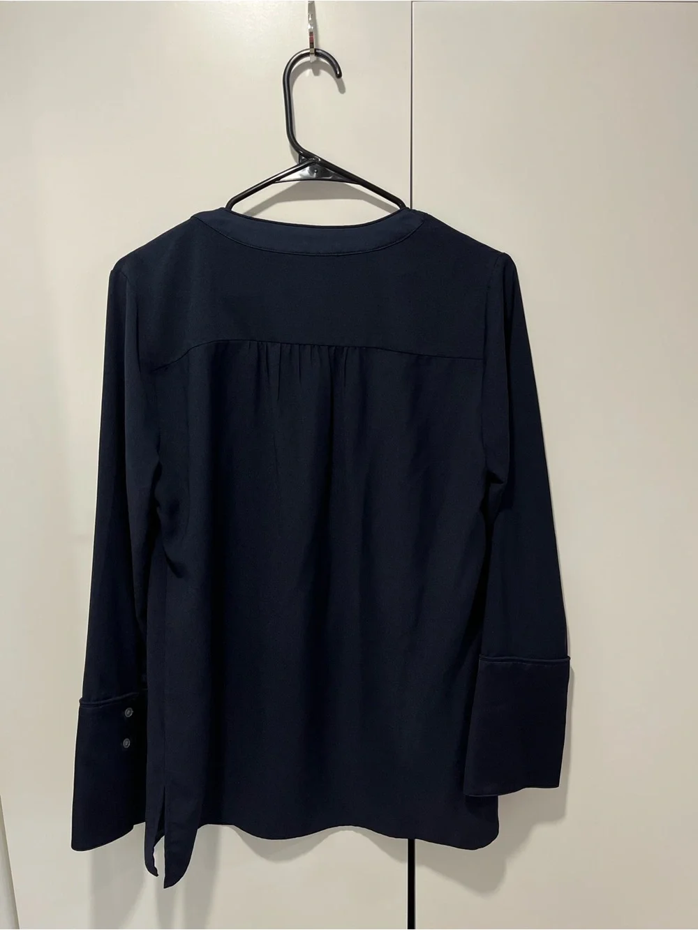 J. Crew Navy Satin-Trim V-Neck Blouse